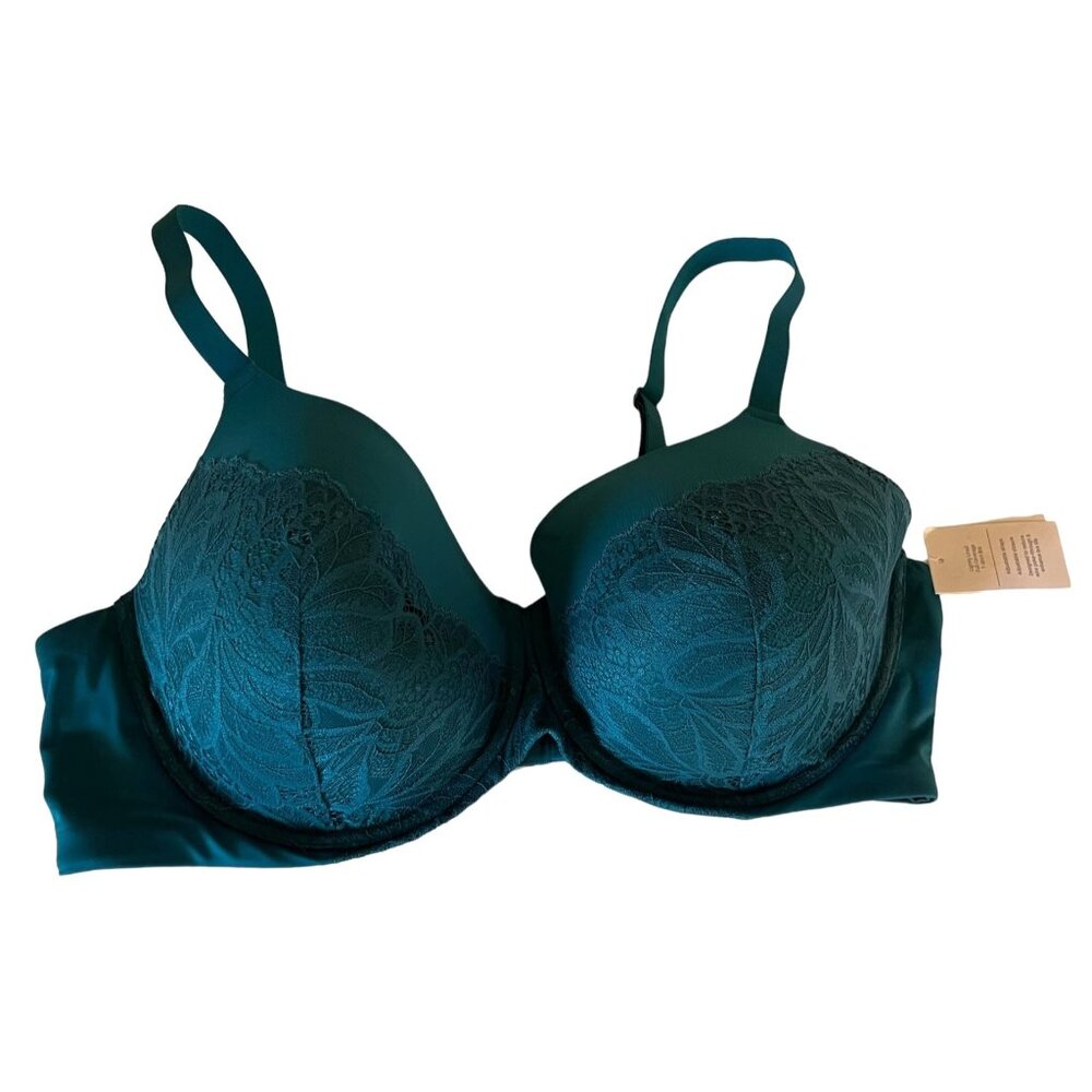 Auden Lightly Lined Full Coverage T-Shirt‎ Bra 42DD Adjustable Straps Lace Front